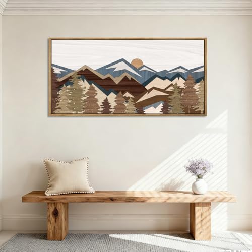 BINCUE Large Mountain Wall Art Framed Boho Wall Decor Mountain Artwork - Image 3