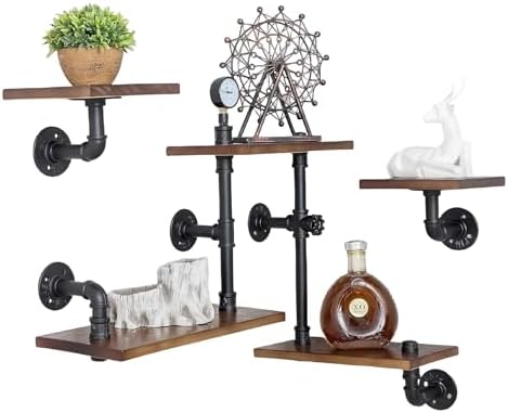 Industrial Pipe Shelves, Wall Ladder Shelving, Corner Wood Bookshelf by BIXIRAODesignHomeForYou