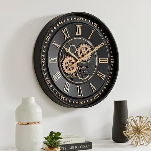 CLXEAST 24 Inch Large Moving Gear Wall Clock by CLXEAST