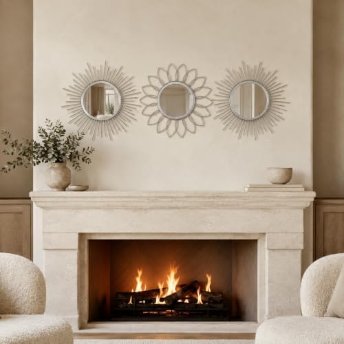 Silver Sunburst Mirror 14x14 Inch, Decorative Wall Accent - Image 6