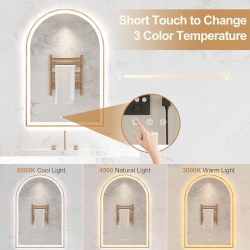 24"x36" Arched LED Lighted Bathroom Mirror - Image 3