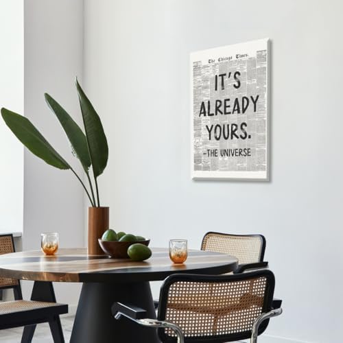 Black And White Retro Newspaper Wall Art Trendy Inspirational Universe Quote - Image 7