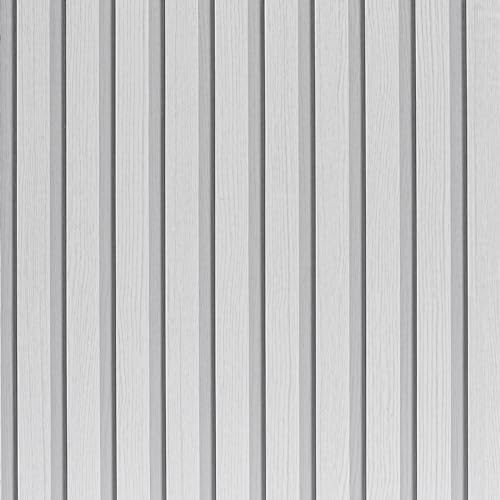 Wood Slat Peel and Stick Wallpaper 23.6"x120" Light Gray Oak Vinyl Faux Wood by LOVADA