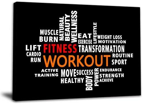 Workout Word Cloud Canvas Wall art, Exercise Workout Gym Wall art, Crossfit by AMARTSUN