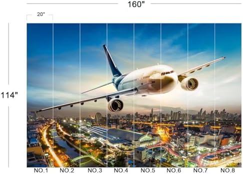 Modern Airplane Flying Over City Sunset Wallpaper Peel Stick - Image 5