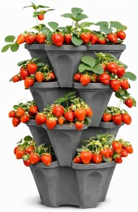 Vertical Garden Planter 4 Tier Stackable System 16 Plants, Space Saving Herb by SmartSpring