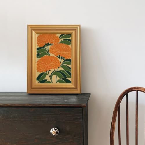 EJPFOGV Art Nouveau Orange Flower Botanical Framed Canvas Wall Art 8x10 in - Image 5