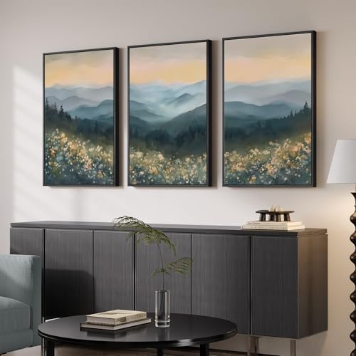 Large Framed Mountain Wildflower Landscape Wall Art - Image 2