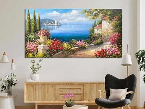 Arjun Landscape Wall Art Canvas Coastal Seascape Extra Large Framed 58"x29" - Image 6