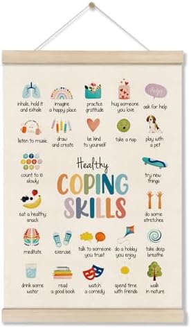 Mental Health Poster Hanger Frame, Healthy Coping Skills Poster, 12x16 Inch by DOI-LANEE