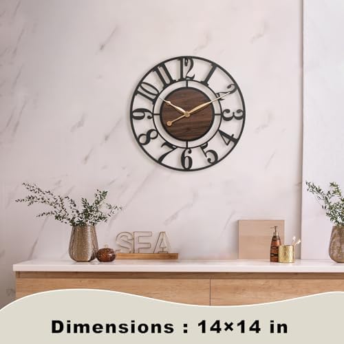 14 Inch Black Arabic Numeral Large Wall Clock - Image 2