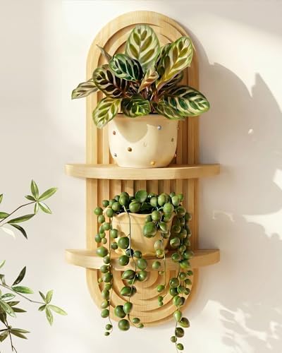 Bamworld Boho Wall Decor Plant Wall Shelf Mid Century Modern Decor Hanging 22in by Bamworld