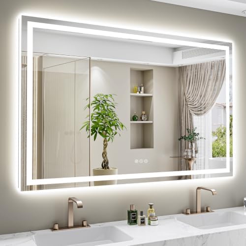 60x48 LED Bathroom Mirror with Lights, Lighted Vanity Mirror by YEELAIT