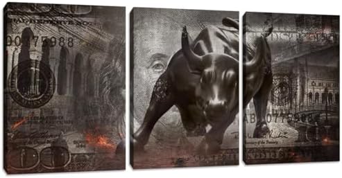 Motivational Wall Art Canvas Print Bull Office Decor 3 Pieces Inspirational by Yetaryy