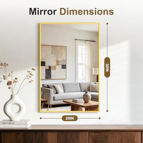 Bathroom Vanity Mirror for Over Sink, 30x20 Inch Matte Gold Mirror - Image 7