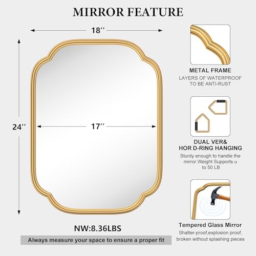 Ferytange Gold Mirrors for Bathroom - Image 4