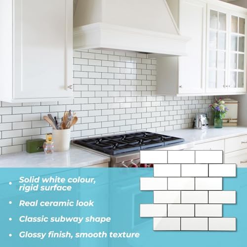 STICKGOO Peel and Stick Backsplash on Subway Tile, Polished White - Image 2