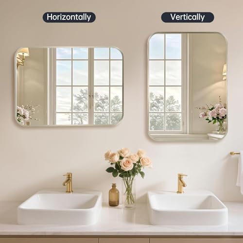Brushed Nickel Bathroom Mirror for Over Sink, Modern Decorative Vanity Mirror - Image 7