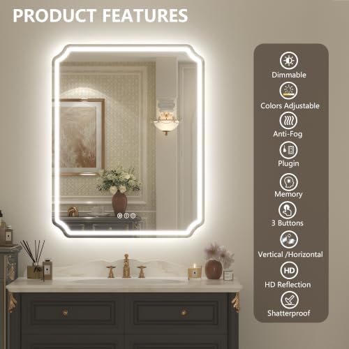 28x36 Inch LED Lighted Bathroom Vanity Mirror - Image 2
