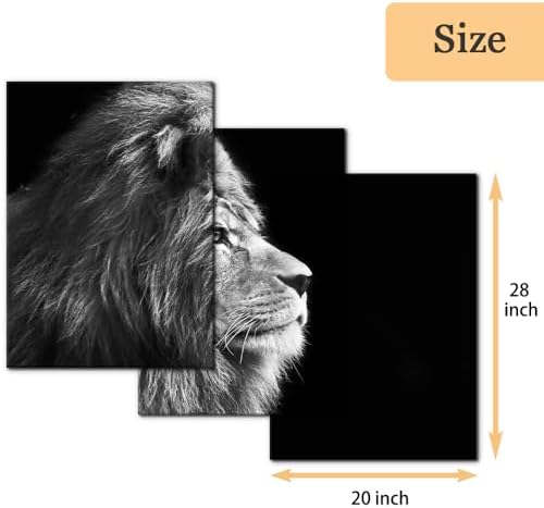 Pacimo Male Lion Canvas Wall Art Print 3 Pieces Animals Portrait Painting Wall - Image 4