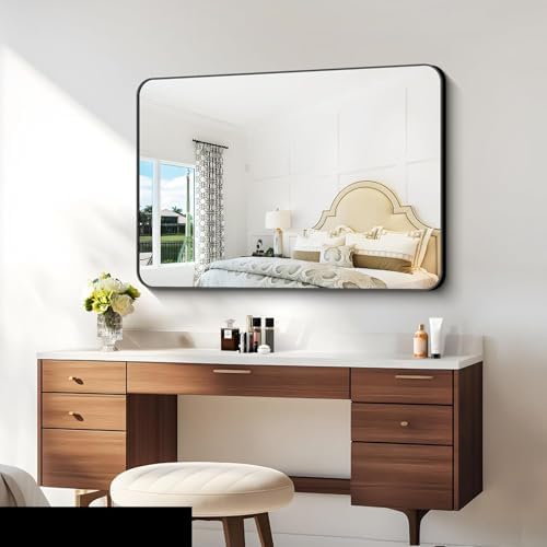 BONEWEI 30x40 inch Bathroom Mirror, Wall Mounted Bathroom Frame Vanity Mirror - Image 4