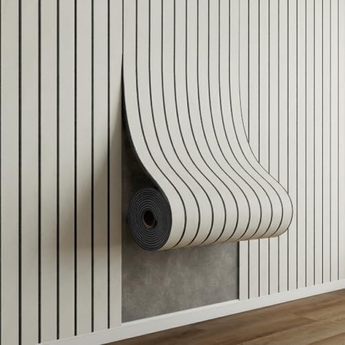 3D Wall Panel Peel and Stick, 15.7 x 118 in, Light Beige by Unknown