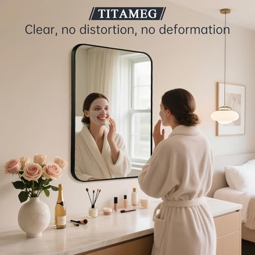 Black Bathroom Mirror for Over Sink, Modern Decorative Vanity Mirror for Living - Image 2