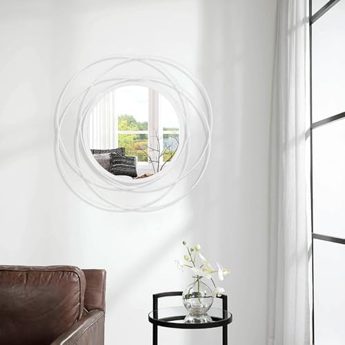 24 inch Round Mirror White, Circle Wall Mirror - Image 4