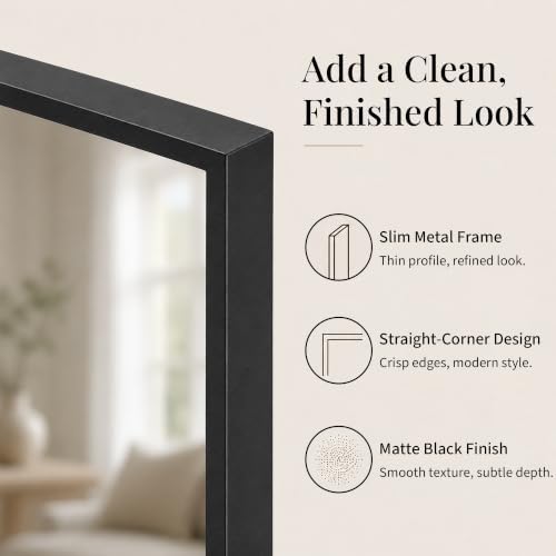 24x36 Matte Black Framed Rectangle Bathroom Vanity Wall Mirror - Image 2