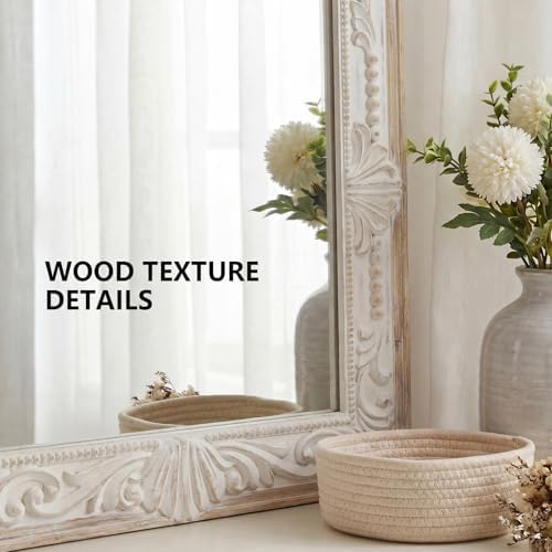 Rustic Wood Wall Mirror, 22x30" Rectangle Carved Bathroom Vanity Mirror - Image 4