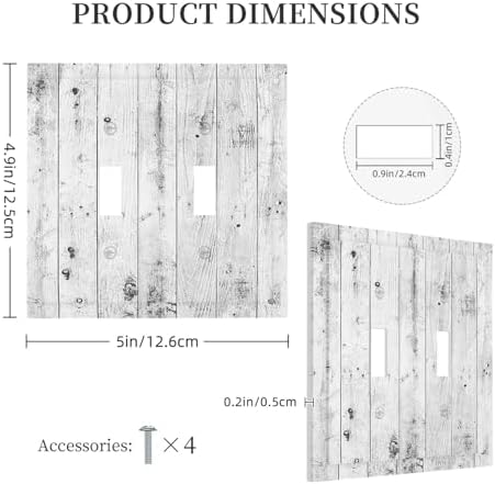Decorative Switch Plates Rustic White Grey Wood Grain 2 Gang Double Toggle Wall - Image 5