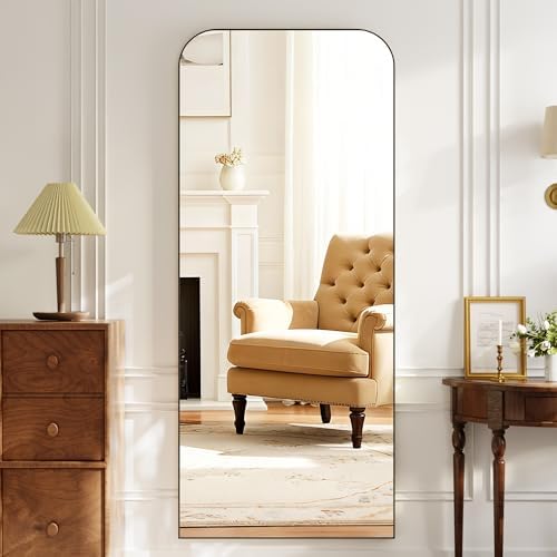 Arched Floor Standing Mirror 65"x24"Black - Image 7