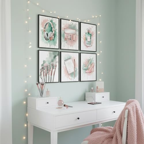 KYSNGMT Makeup Wall Art Pink and Green Fashion Posters Unframed 6 Pcs - Image 3