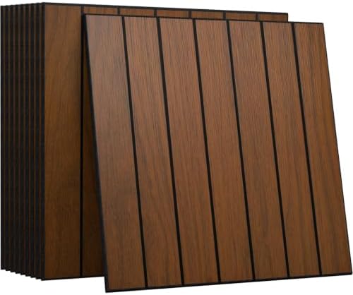 CUCOS Dark Brown PVC Slat Wall Panels, 11.8 in Square, 10 Pack by CUCOS