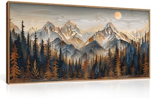 Rustic Pine Tree Mountain Framed Canvas Wall Art Set-40"x20"x1 - Image 5