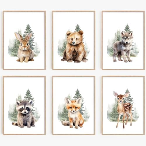 Woodland Animal Wall Art Nursery Baby Canvas Wall Decor Forest Animal Poster by Unknown