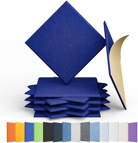 12 Pack Square Acoustic Panels Self Adhesive Sound Proof Foam by Amantech