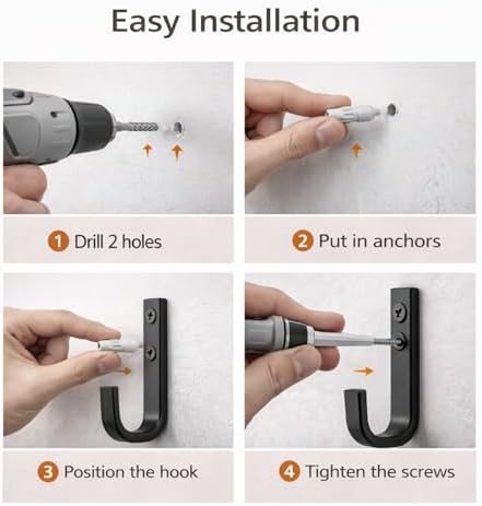 Wall Hooks for Hanging, Heavy Duty Solid Iron Coat Hooks - Image 6