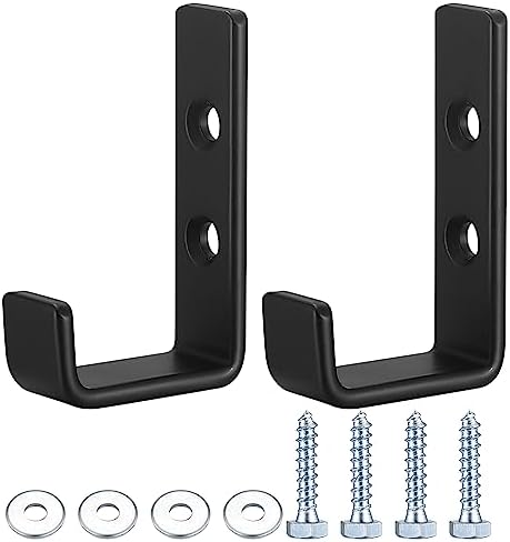 2 Pack Black J Utility Hooks, Heavy Duty Wall Hooks by qiwuhai