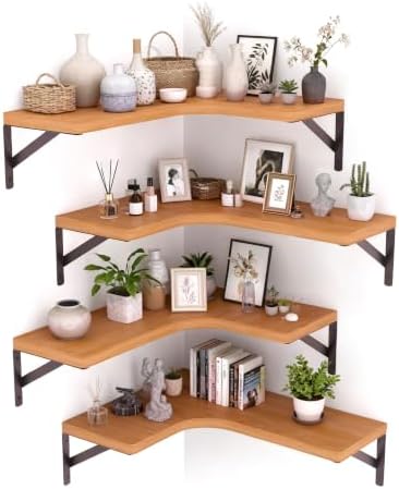 LEOPO Corner Floating Shelves Wall Mounted Set of 4, Corner Wall Shelves by FinestHomeDecor