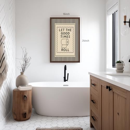 Cyebmo Funny Bathroom Wall Art, Let The Good Times Roll Toilet Paper Wall Decor - Image 2