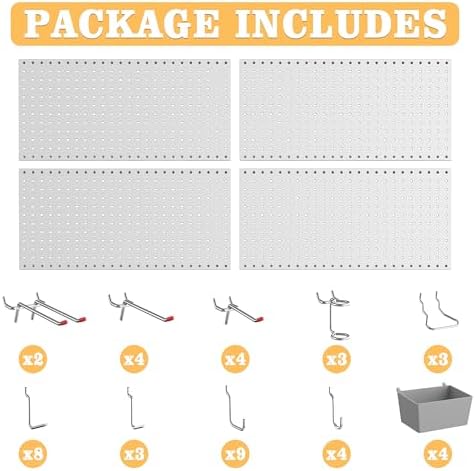 Pegboard Smith 48PCS Metal Pegboard Kit – 12"x24" Tool Storage Wall Organizer - Image 4