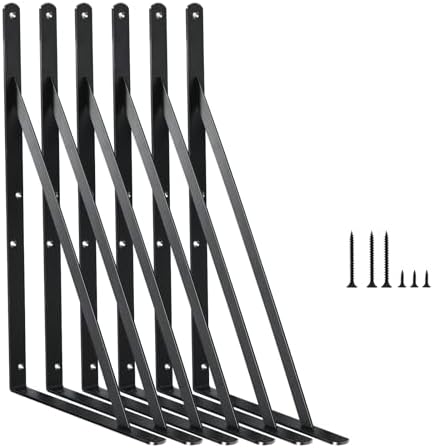 6 Pack L14 x H 10" Black Heavy Duty Shelf Brackets by MHMYDZ