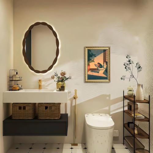 Funny Frog Bathroom Wall Art, Cute Japanese Frog in Toilet Wall Decor, - Image 4