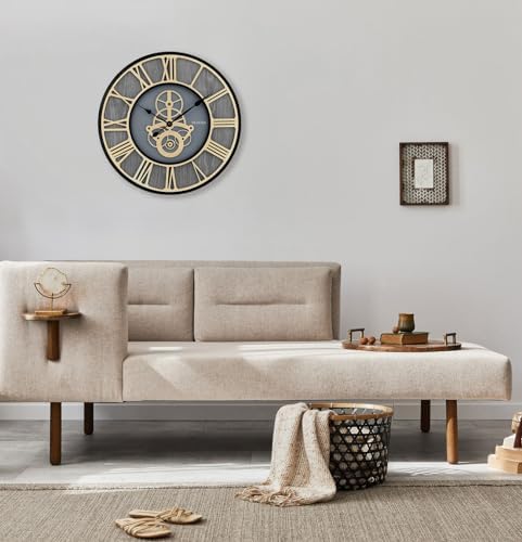 Bulova Timepiece Gear Wall Clock C4347 | 20" Ash Veneer Frame - Image 3