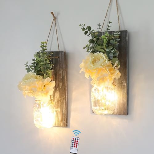 Modern Farmhouse Mason Jar Wall Decor Set of 2, Rustic Grey by LiveinspiredLiveBesuerte