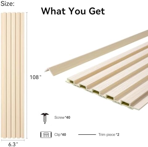 Slat Wall Panel 8-Pack, 108’’x6.3’’, Natural Wood - Image 2