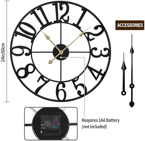 1st owned Wall Clock 24 Inch Round Large Indoor Wall Clocks Battery Operated - Image 3