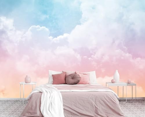 Dreamy Pastel Pink Blue Cloud Sky Wallpaper Peel Stick by Cliouar