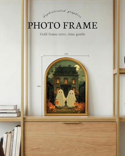 VIYYIEA Halloween Wall Art, Arched Framed Ghost Art Prints Decor 12×16 In - Image 4